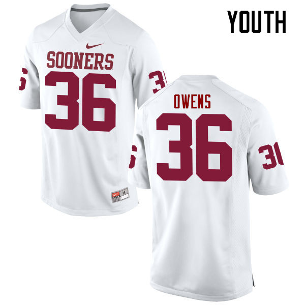 Youth Oklahoma Sooners #36 Steve Owens College Football Jerseys Game-White